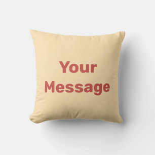 Simple Peach and Red Your Message Text Template Throw Pillow