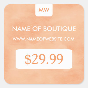 Simple Peach Chic Boutique Monogram Price Tags