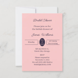 Simple Peach Customized Bridal Shower Invitation