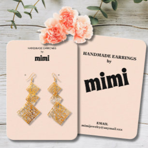 Simple Peach Earring Display Business Card