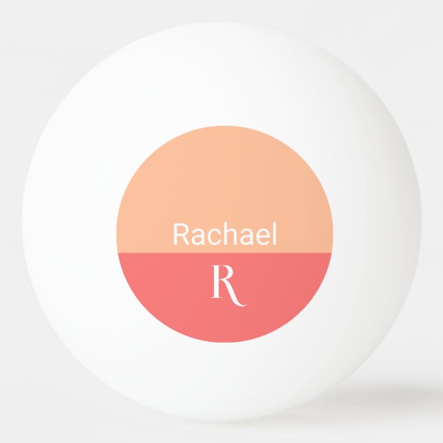 Simple Peach Monogram Name Ping Pong Ball (Front)