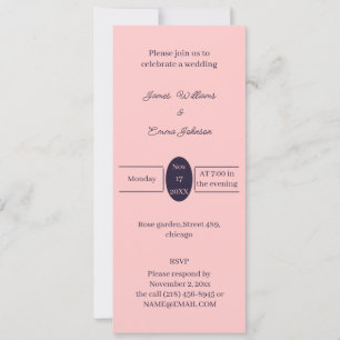 Simple Peach Personalised Wedding invitation