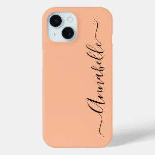 Simple Peach Personalized Name iPhone 15 Case