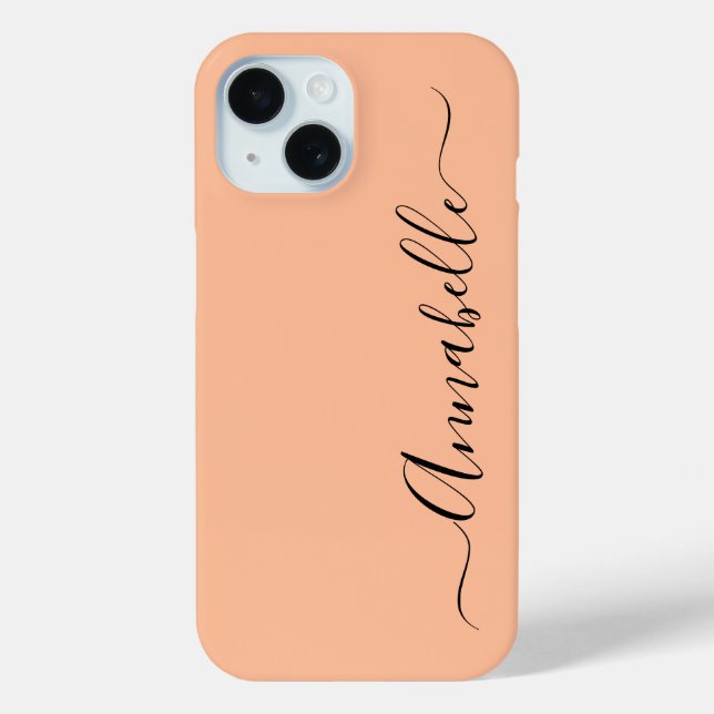 Simple Peach Personalized Name Case-Mate iPhone Case (Back)