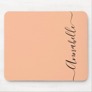 Simple Peach Personalized Name Mouse Pad