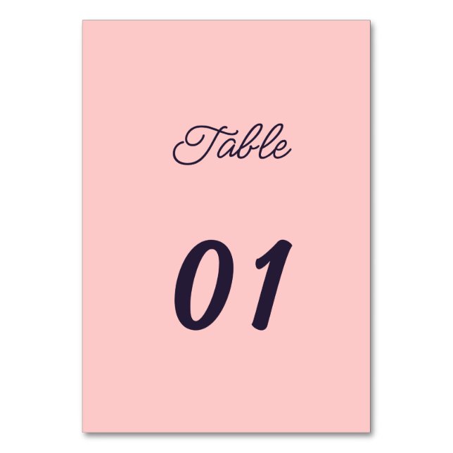 Simple Peach Personalized Wedding Table Number (Front)