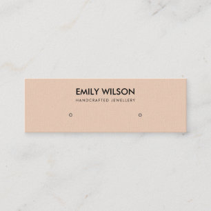SIMPLE PEACH PINK KRAFT STUD EARRING DISPLAY LOGO MINI BUSINESS CARD