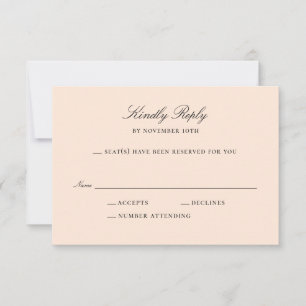 Simple Peach RSVP Card Wording Response Card