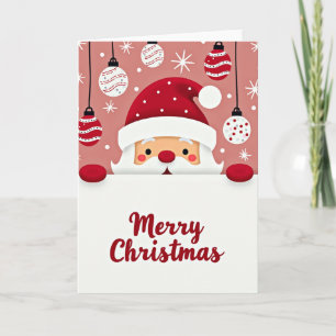 Simple Peeking Santa Merry Christmas Card