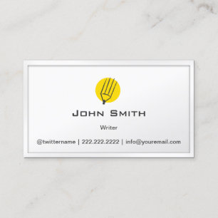 Simple Pencil Yellow Dot Writer Business Card