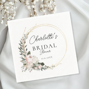 Simple, peony, eucalyptus, Bridal Shower Napkin