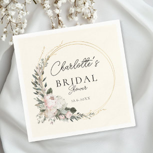 Simple, peony, eucalyptus, Bridal Shower     Napkin