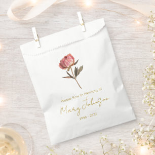 Simple Peony Seed packet Funeral Favour Bag