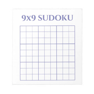 Simple Periwinkle and White 9x9 Sudoku Template Notepad