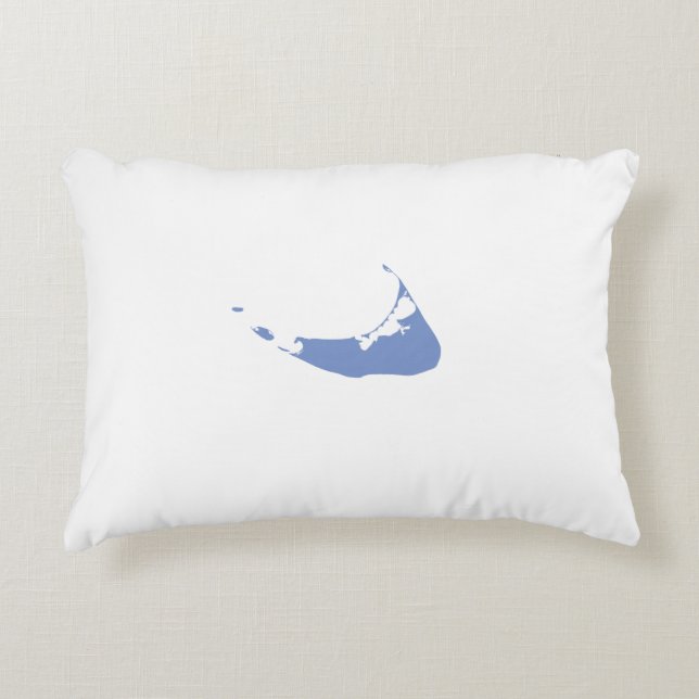 Simple Periwinkle Blue Nantucket Island ACK Map Accent Pillow (Front)