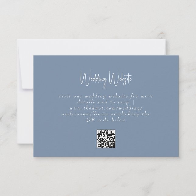 Simple Periwinkle Wedding QR Code Website RSVP Card (Front)