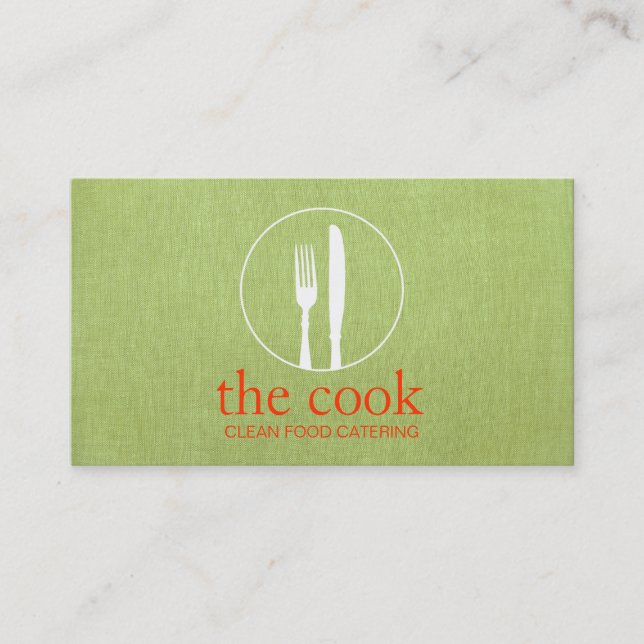 Simple Personal Chef Modern Catering Green Business Card (Front)
