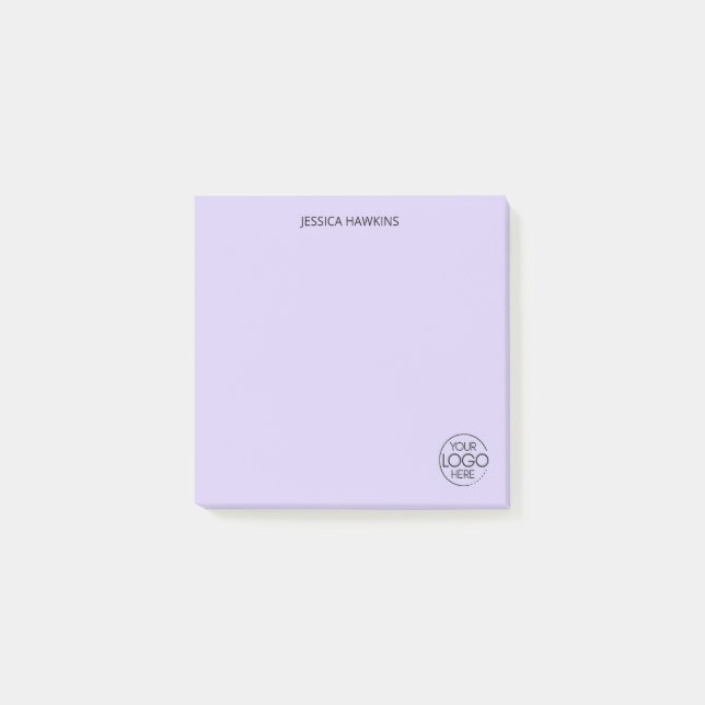 Simple Personal Stationery Logo Light Purple Post-it Notes (Front)