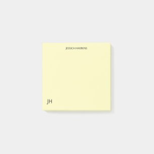 Simple Personal Stationery Monogram Yellow Post-it Notes