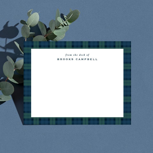 Simple personal stationery with tartan plaid frame card (Creator Uploaded)