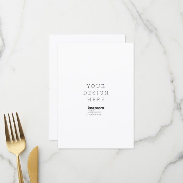 Simple Personalize 4.5" x 6.25" Flat Menu Card (Front/Back In Situ)