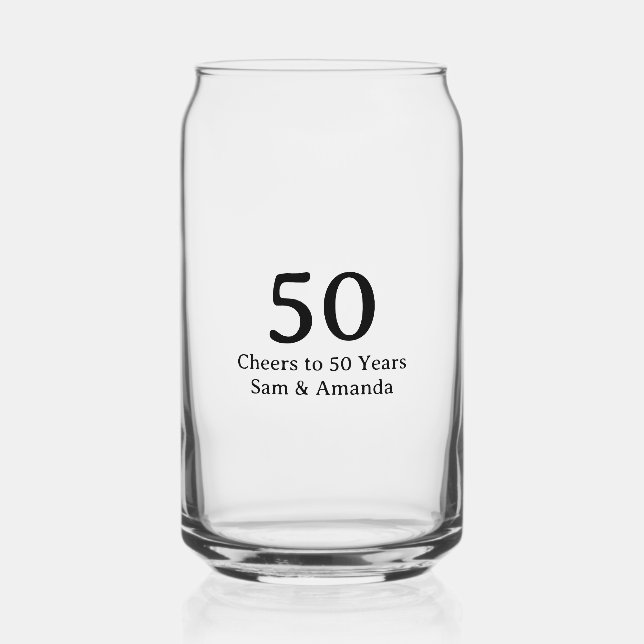 Simple Personalized 50th Anniversary Can Glass (Front)