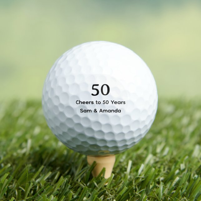 Simple Personalized 50th Anniversary Golf Balls (Insitu Tee)
