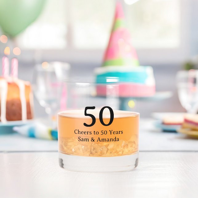 Simple Personalized 50th Anniversary Whiskey Glass (Insitu (Birthday))