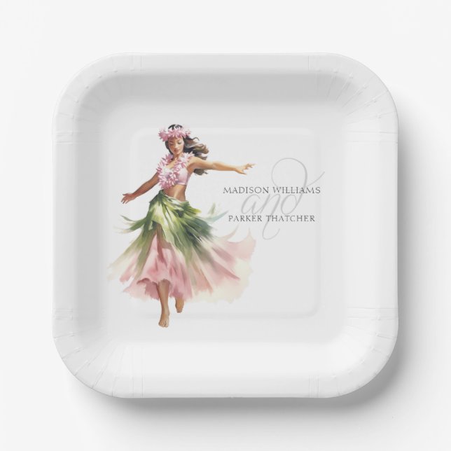 Simple Personalized Beach Wedding  Paper Plate (Front)
