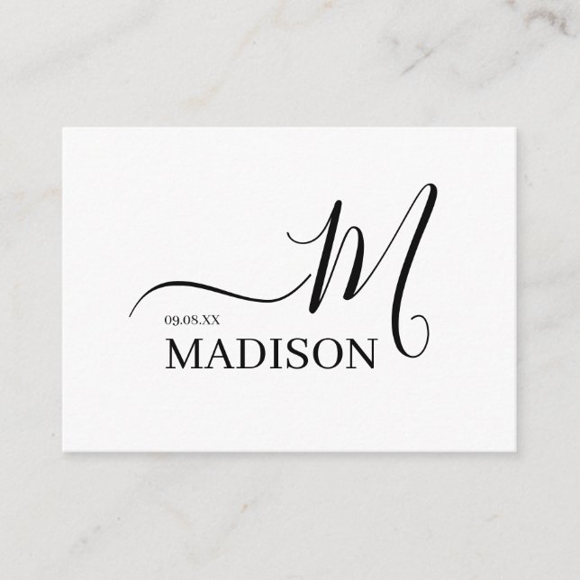 Simple Personalized Black And White wedding Enclosure Card (Front)