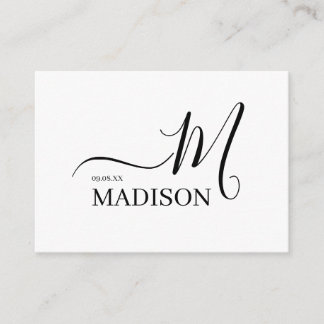 Simple Personalized Black And White wedding Enclosure Card