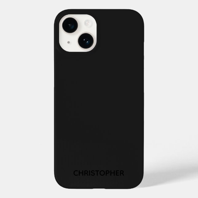 Simple Personalized Black on Black Case-Mate 14 iPhone Case (Back)