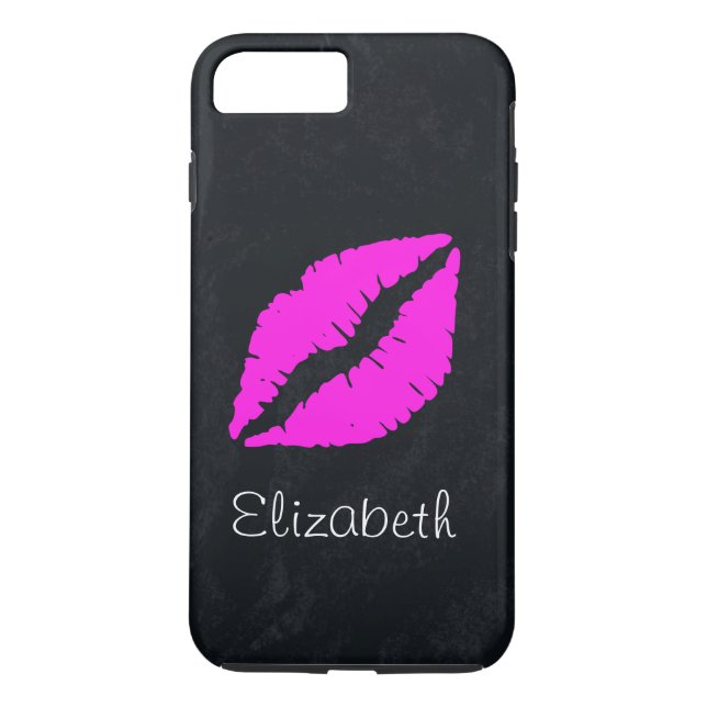 Simple Personalized Black Pink Lips Case-Mate iPhone Case (Back)