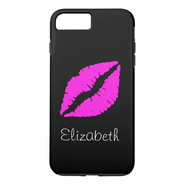 Simple Personalized Black Pink Lips Case-Mate iPhone Case (Back)