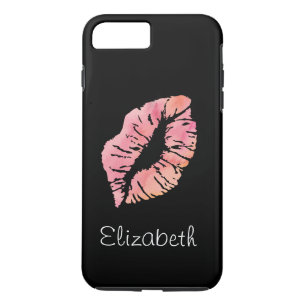 Simple Personalized Black Pink Lips iPhone 8 Plus/7 Plus Case