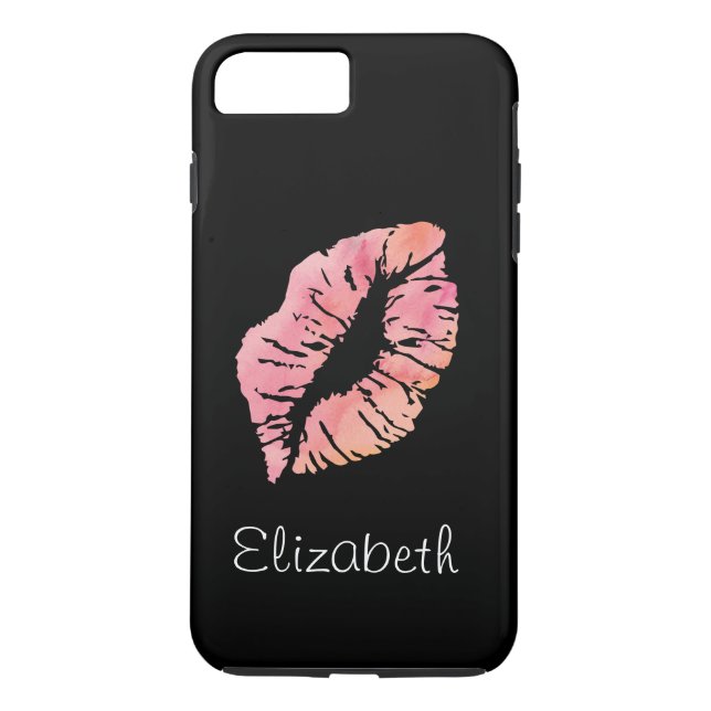 Simple Personalized Black Pink Lips Case-Mate iPhone Case (Back)