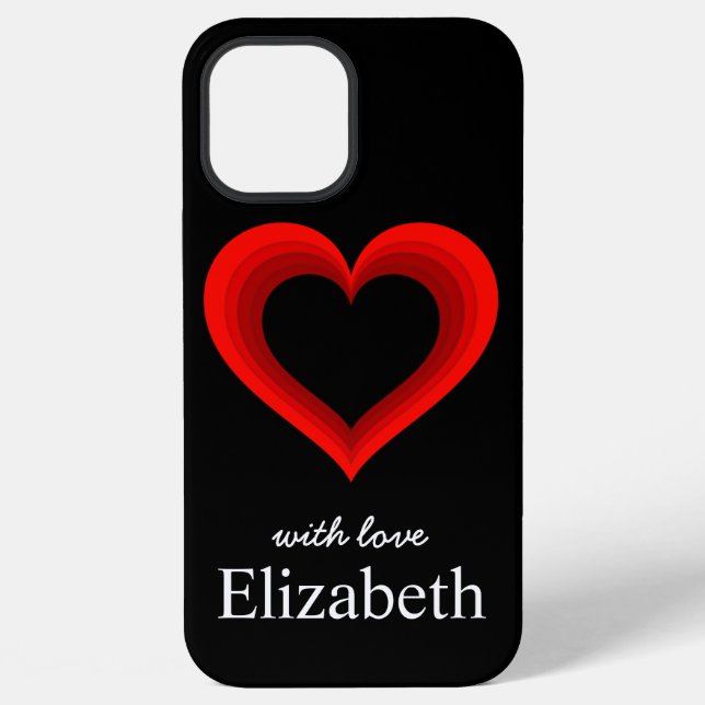 Simple Personalized Black Red Heart Case-Mate iPhone Case (Back)