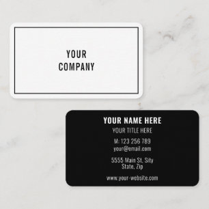 Simple Personalized Black White Business Card