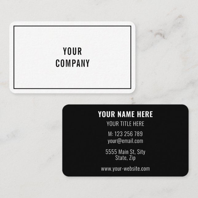 Simple Personalized Black White Business Card (Front/Back)