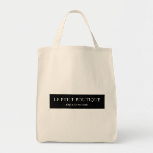 Simple Personalized Black White Store Name Tote Bag