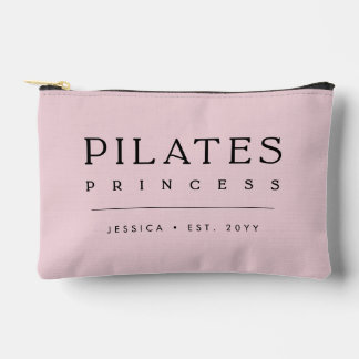 Simple Personalized Blush Pink Pilates Princess Accessory Pouch