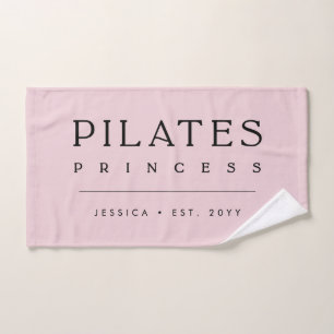 Simple Personalized Blush Pink Pilates Princess Hand Towel