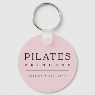 Simple Personalized Blush Pink Pilates Princess Keychain