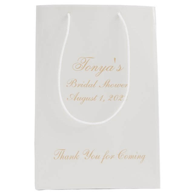 Simple Personalized Bridal Shower Thank You Medium Gift Bag (Front)