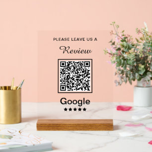 Simple Personalized Business Leave a Review Acrylic Sign
