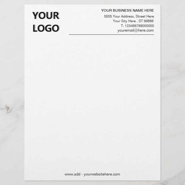 Simple Personalized Business Logo Name Office Letterhead (Front)