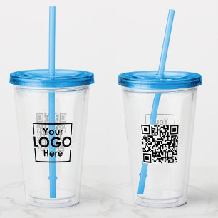 Simple Personalized Business Logo QR Code Acrylic Tumbler