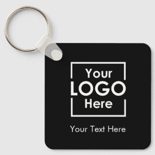 Simple Personalized Business Logo Text Black Keychain