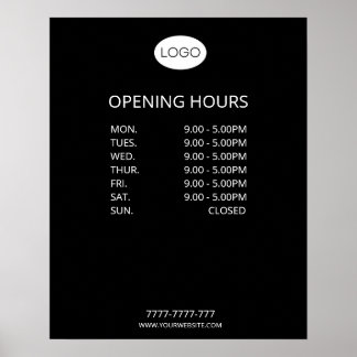 Simple Personalized Business Opening Hours Logo Poster