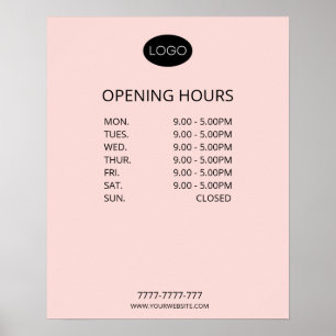 Simple Personalized Business Opening Hours Logo Poster